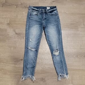 Frayed Hem Blue Jeans
